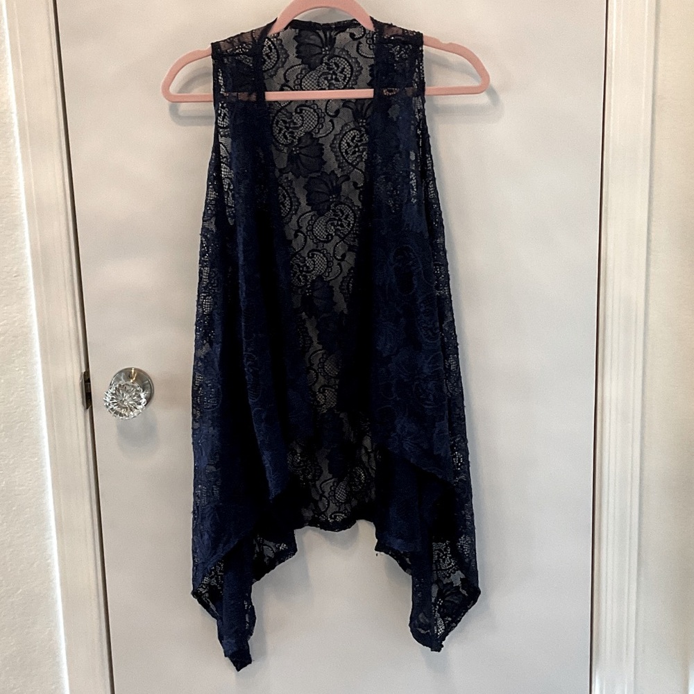 Ladies navy blue lace vest